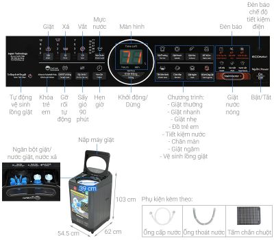 Máy giặt Panasonic Inverter 9.5 Kg NA-FD95V1BRV