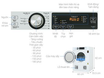 Máy sấy thông hơi Aqua 7 kg AQH-V700FW