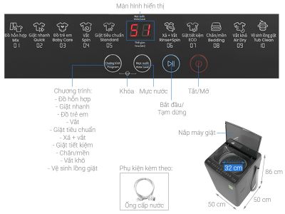 Máy giặt Hisense 8 kg WTZQ8012UT